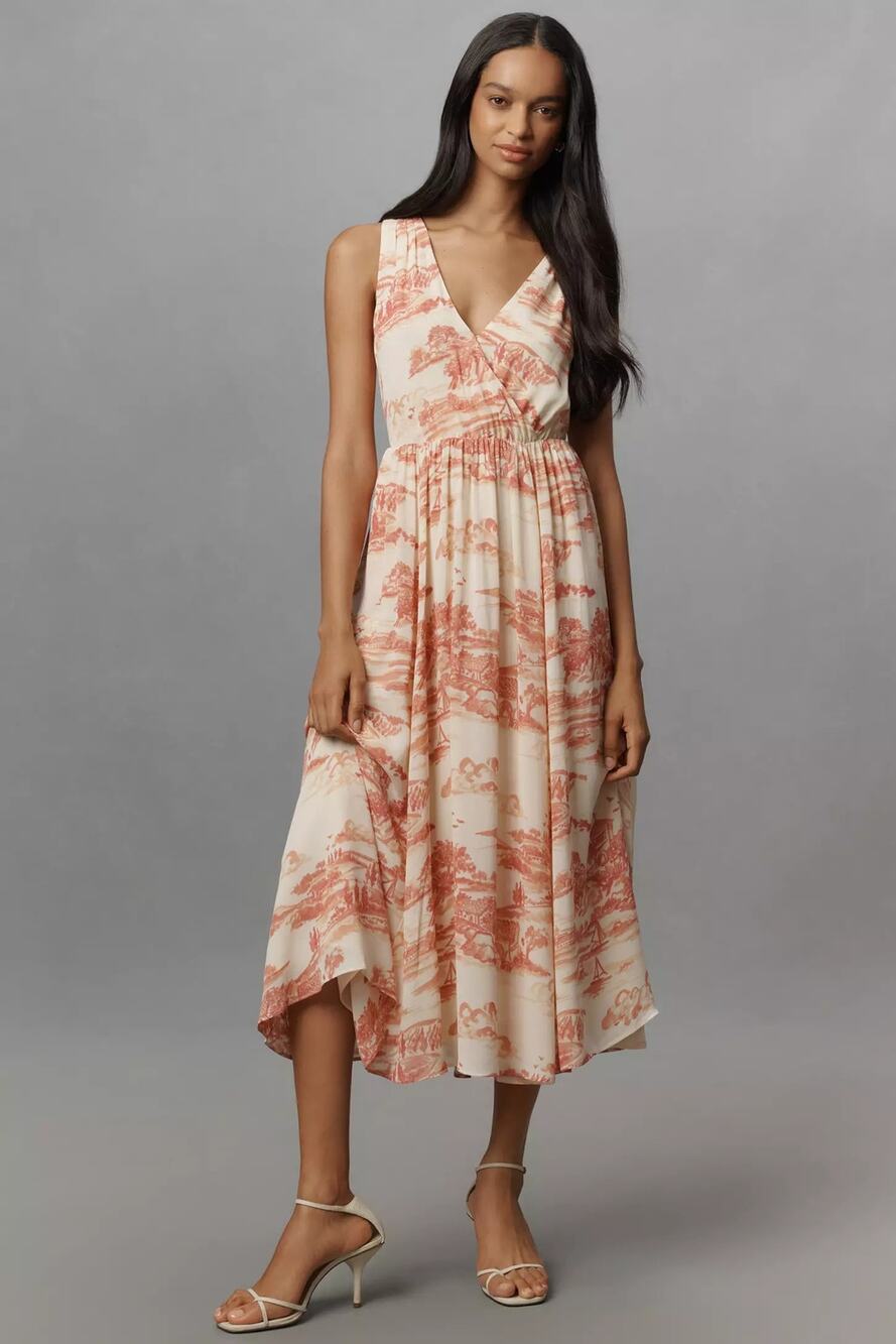 New Anthropologie Reformation Farah Sleeveless V-Neck Midi Dress $248 10 Ivory